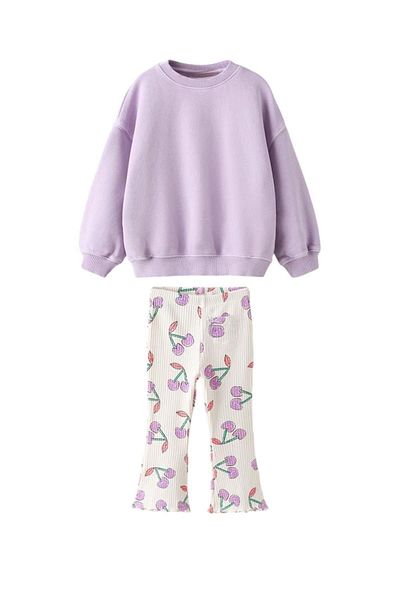 minibambi Lilac Cotton 3 Yarn Set for Girl - Unraised Bottom and Top Set (Full Size)