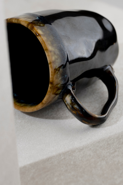 Countra Handmade Ceramic Custom Coffee Foam Pattern Design Mug Tea Cup Coffee Cup 10cm Length 8cm Mouth