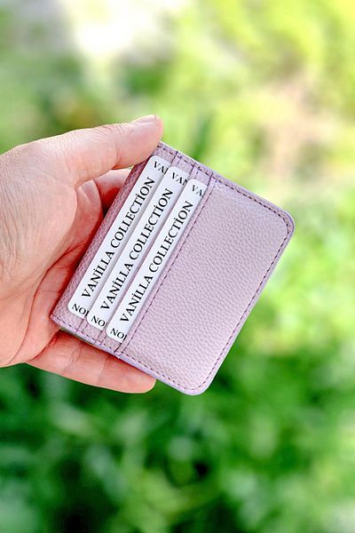 VANİLLA Super Thin Ergonomic Leather New Generation Card Holder Wallet Portfolio Lilac