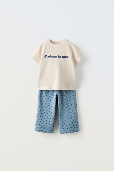 Motebarn Wear Devojčin Gornji i donji deo Seersucker plavi Rysak