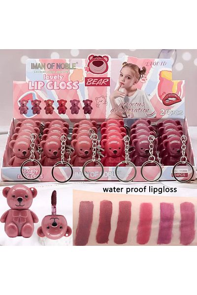UĞURDAN Teddy Cute Lip Gloss Matte Lipstick Keychain