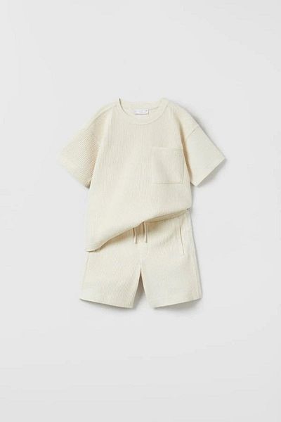 HAVİSA KİDS New Season Seersucker Wide Pattern Unisex Double Set with Shorts