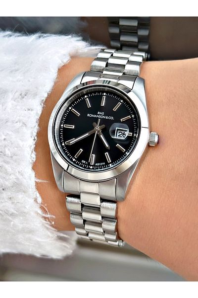 Romanson Steel Band Steel Case Women's Wrist Watch with Calendar 1214.15Sz