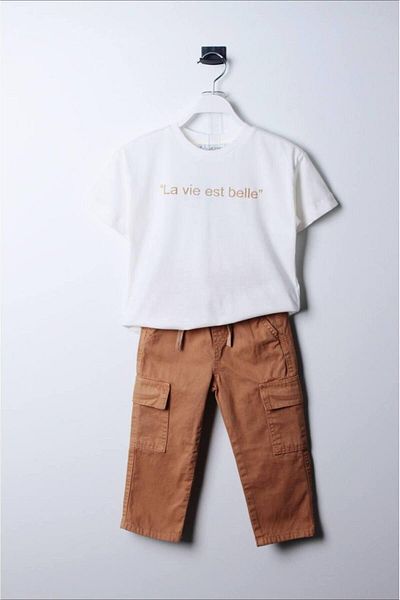 Tudekids Детски комплект долнище Tude Kids New Season Laciel Taba Color Holiday, кафяв