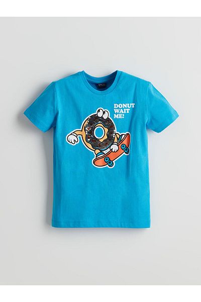 LC Waikiki New Season Crew Neck - Tricou pentru bărbați și copii cu paiete în două direcții