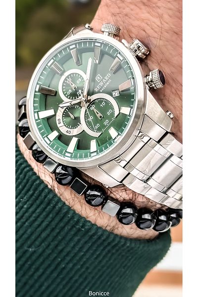 Reward Brand Vip Case Cord Steel,Functions in Special Box Active Silver Color Men's Wrist Watch+Bracelet