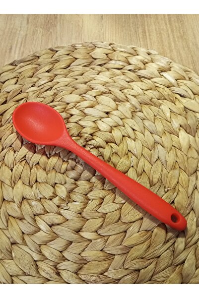 TARIK HOME Kırmızı 20 cm Ultra Sert Uçlu Yüksek Isıya Dayanıklı Silikon Servis Kaşığı