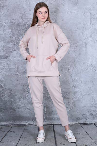 Lamirella Women's Stone Color High Waist Carrot Cut Pocket Scuba Pants