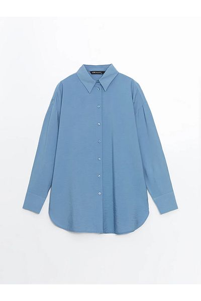 LC Waikiki Tunica de cămașă pentru femei LCW Modest Blue Oversize