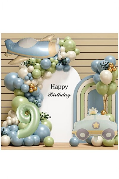 BİDOLUMUTLULUK Retro Renk Uçak Polis Arabalı Folyo Balon Seti Parti Eğlence K...