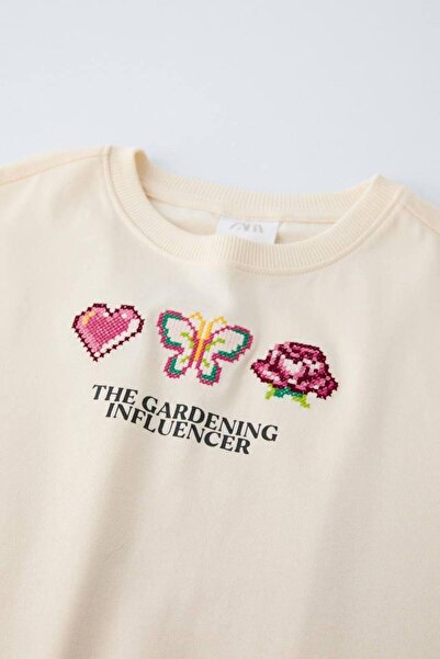 minibambi Κοριτσίστικο T-shirt Cream - Λεπτομέρεια Επεξεργασίας