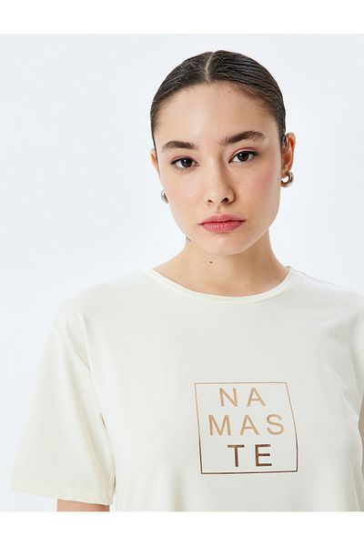 Koton Crew Neck Split Detailed Printed Oversize Sports T-Shirt