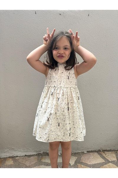 minibambi Φόρεμα με σχέδιο λευκό κουνέλι