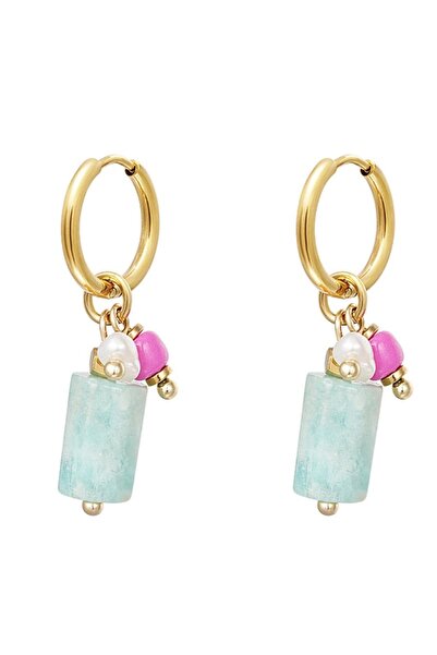 jewine studio أقراط من الفولاذ بتصميم الزبرجد واللؤلؤ