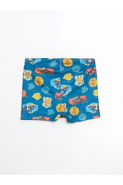 LC Waikiki New Season Printed Boys Boxer Swimsuit with Elastic Waist - S5L716Z4