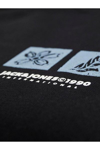 Jack & Jones Jorportland Box Sweat pentru bărbați cu gât crew 12262958   Negru
