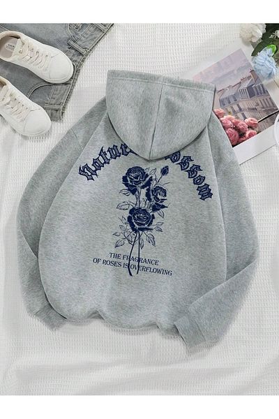 PALPİTO Φούτερ με κουκούλα Unisex Grey Nature Rose με κουκούλα
