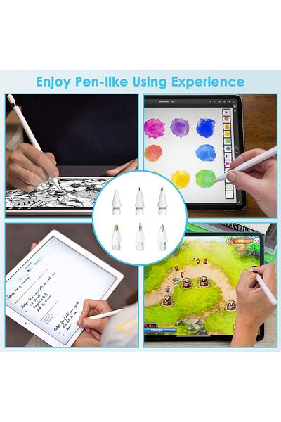 Fogy 6 Replacement Drawing Tips for iPad Pro/Mini/Air Durable for Apple Pencil 2Nd/ 1St Generation and Pencil Pro/Usb-C