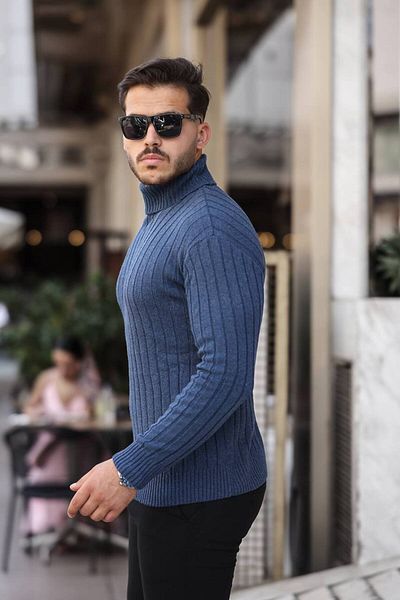 Cosy&Chic PULOVER DE tricotaj albastru pentru bărbați