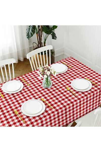 Evim Red Canvas Tablecloth - Liquid Proof and Stain Resistant