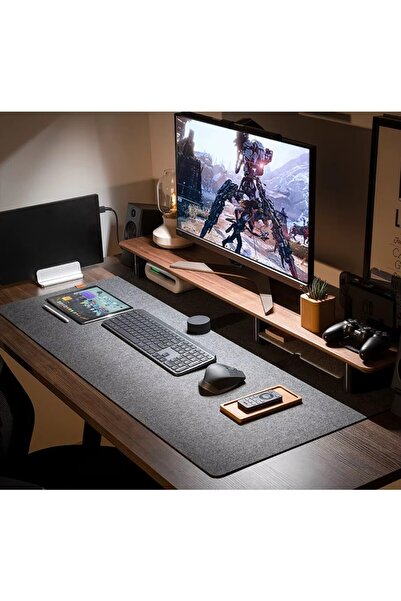 Next Craft Голяма подложка за мишка от филц, подложка за клавиатура, протектор за бюро, 3 мм, антрацитен цвят, 130 x 45 cm