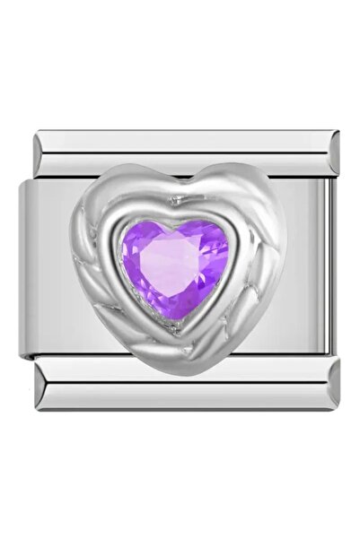 ITALIAN سحر إيطالي 9 ملم - قلب بنفسجي لون فضي