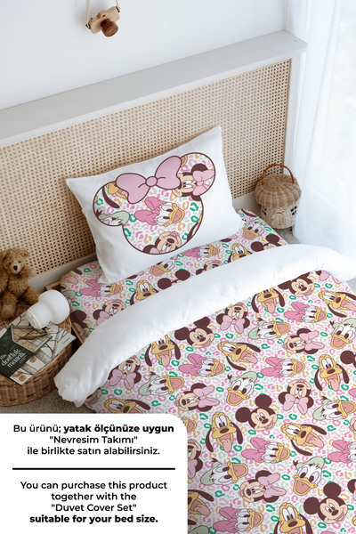 Tuğba Kuğu Tek Kişilik Lastikli Çarşaf Seti - Cartoon Serisi - Minnie Ve Arkadaşları Pattern