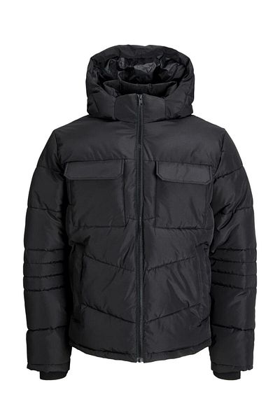 Jack & Jones Мъжко черно пухено яке - Jjbuıld 12256858 с качулка
