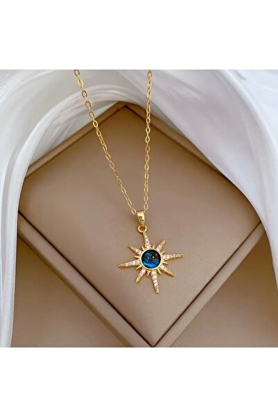 Home قلادة نجمة من الفولاذ المقاوم للصدأ مع زركونيا زرقاء - رمز الأناقة والأناقة