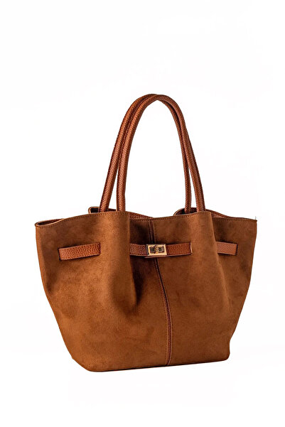 KOÇAK ÇANTA Women's Lock Detailed Nubuck (Suede) Hand and Shoulder Bag
