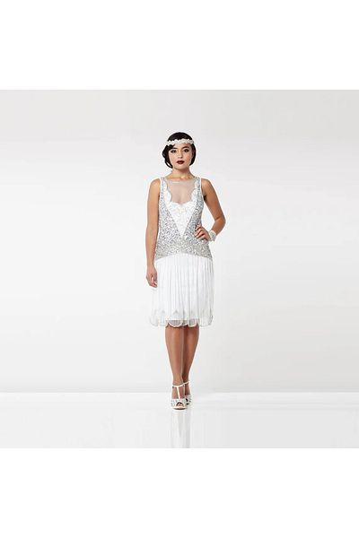 GATSBYLADY LONDON ELAINA - HAND EMBROIDERED, Rhinestone and Scale Detailed DRESS