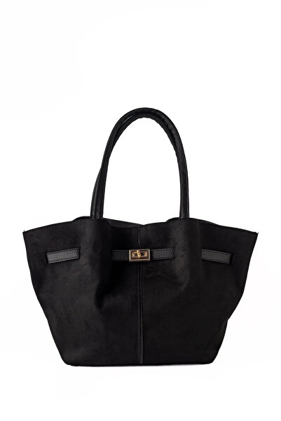 KOÇAK ÇANTA Women's Lock Detailed Nubuck (Suede) Hand and Shoulder Bag