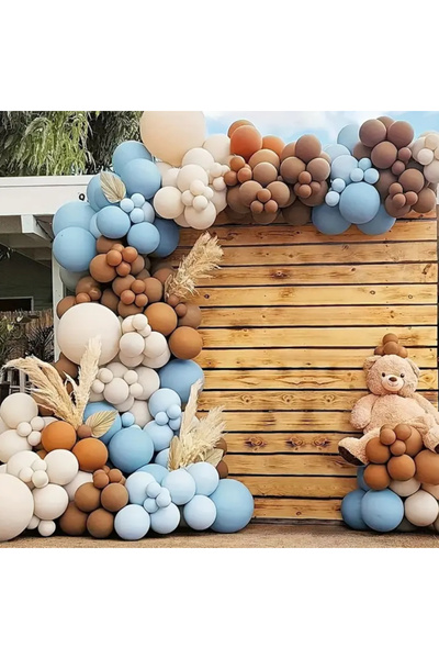 Çemrek Süs Parti مجموعة من 100 سلسلة بالون أزرق - رمل البحر الكراميل