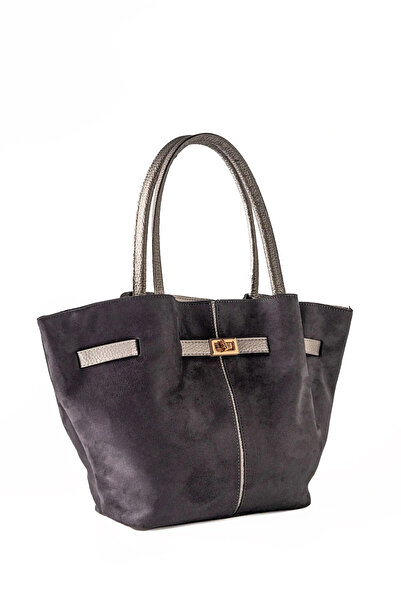KOÇAK ÇANTA Women's Lock Detailed Nubuck (Suede) Hand and Shoulder Bag