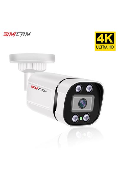 SIMICAM كاميرا مراقبة فيديو 3.6 مم 5 ميجا بكسل POE 48 فولت 4K POE Ip Onvif Audio 48V POE/DC 12V 4MP/5MP/8MP Night V