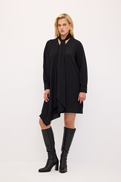 Love My Body V Yaka Volanlı  Elbise