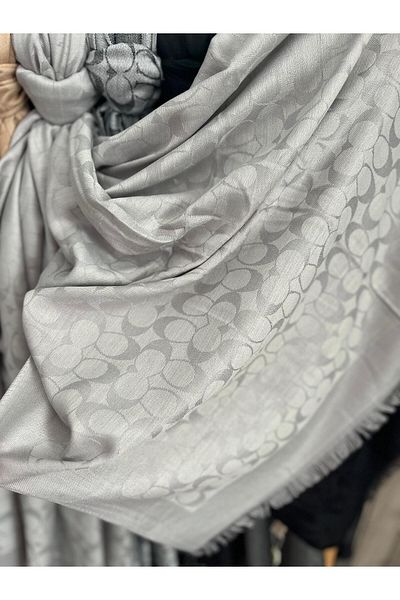 Webinay Home C Pattern Double-Sided Cashmere Silk Shawl Gray Color