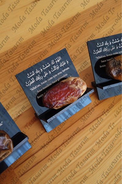 MODAT Dates 6 Pieces Date Turkish Delight Plate Iftar Prayer Embroidered Washable Ramadan Dates Presentation