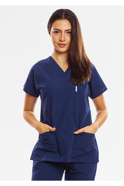 Simirna Üniforma Surgical Doctor Nurse Petrol Blue Jersey Single Top