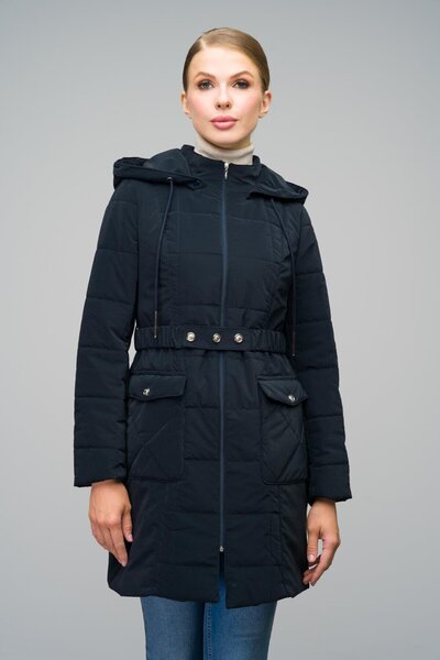 Olcay Marineblau 6659 - Steppjacke mit abnehmbarer Kapuze und Beuteltasche
