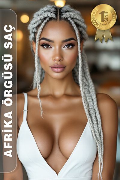 TAM TARZ شعر من الألياف الاصطناعية لتجديل الشعر الأفريقي Rasta And Box Braid / رمادي فاتح