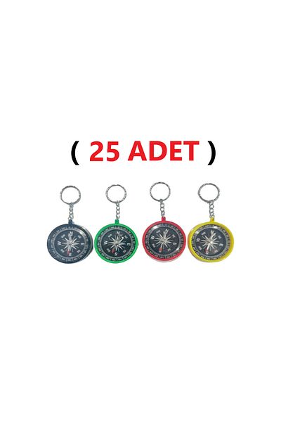 TİFOYS (25 Pieces) Compass Keychain Colorful Key Chain Plastic