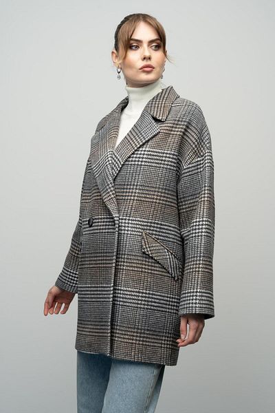 Olcay GRAUER Übergroßer Mantel - Kariertes Muster und Zweireiher 3020