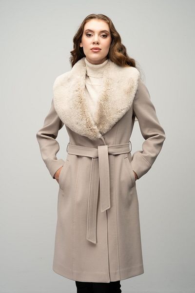 Olcay Guler de blană detașabil și design cu centură - STONE 3016