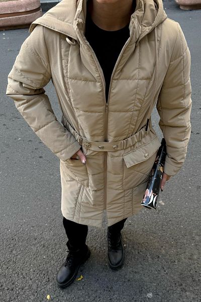 Olcay Palton matlasat BEJ - cu glugă detașabilă și buzunare pentru geantă 6659