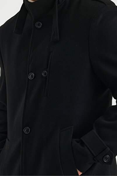 TREND KOMBİN Men's Black Slim Fit Cashew Coat