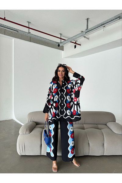 WellWay Set cămașă și pantaloni Jessica Fabric - Negru