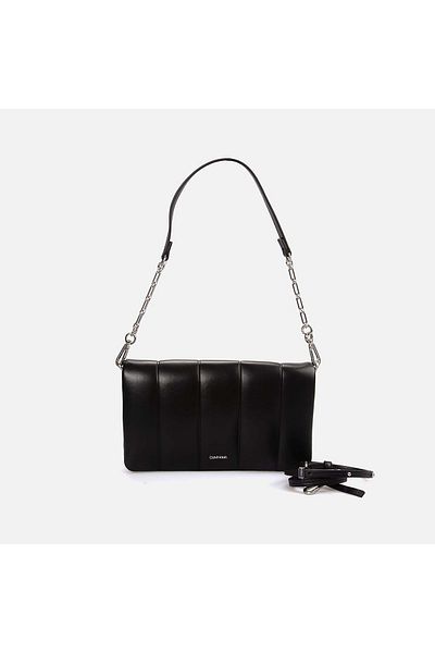 Calvin Klein Women's Black Leather Shoulder Bag - Magnet, Adjustable Chain and Strap K60K 612787 -Beh