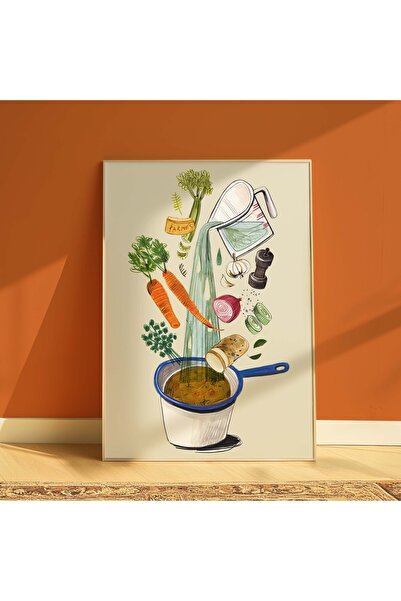 DES VU PRINT Sebze Çorba Posteri, Çerçevesiz Mutfak Posteri