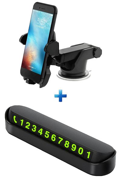 Linktech Car Accessory Set Acrobat Phone Holder Car Interior Holder with Suction Cup and On/Off Numberer Parktel